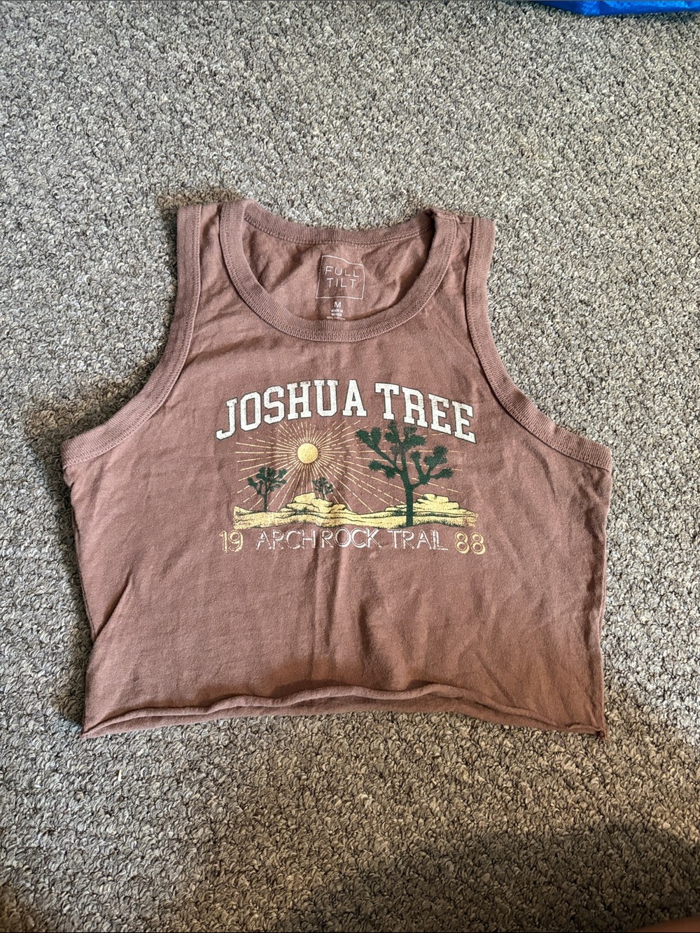 Full Tilt Joshua Tree Graphic Crop Tank - Brown